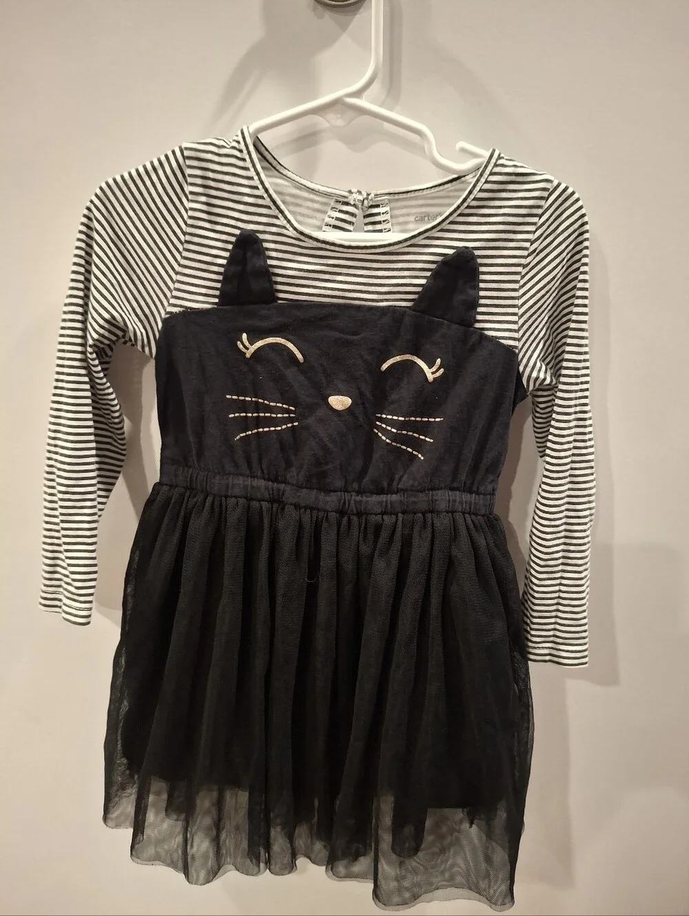 Carter's Black and White Striped Cat Tulle Dress